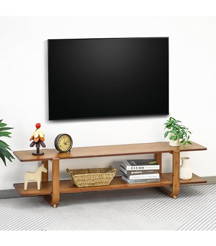 Amazon.com: TV Console Table Bamboo TV Cabinet Low Entertainment